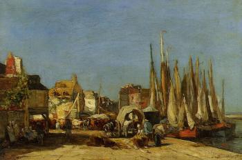 尤金 佈丹 Honfleur, the Quarantine Dock and the Cattle Market